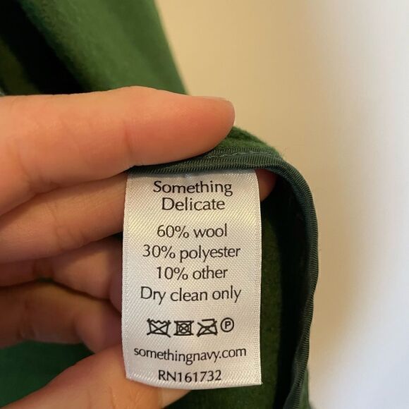 Something Navy Wool Blend Double Breasted Coat Green Women’s - Picture 12 of 14